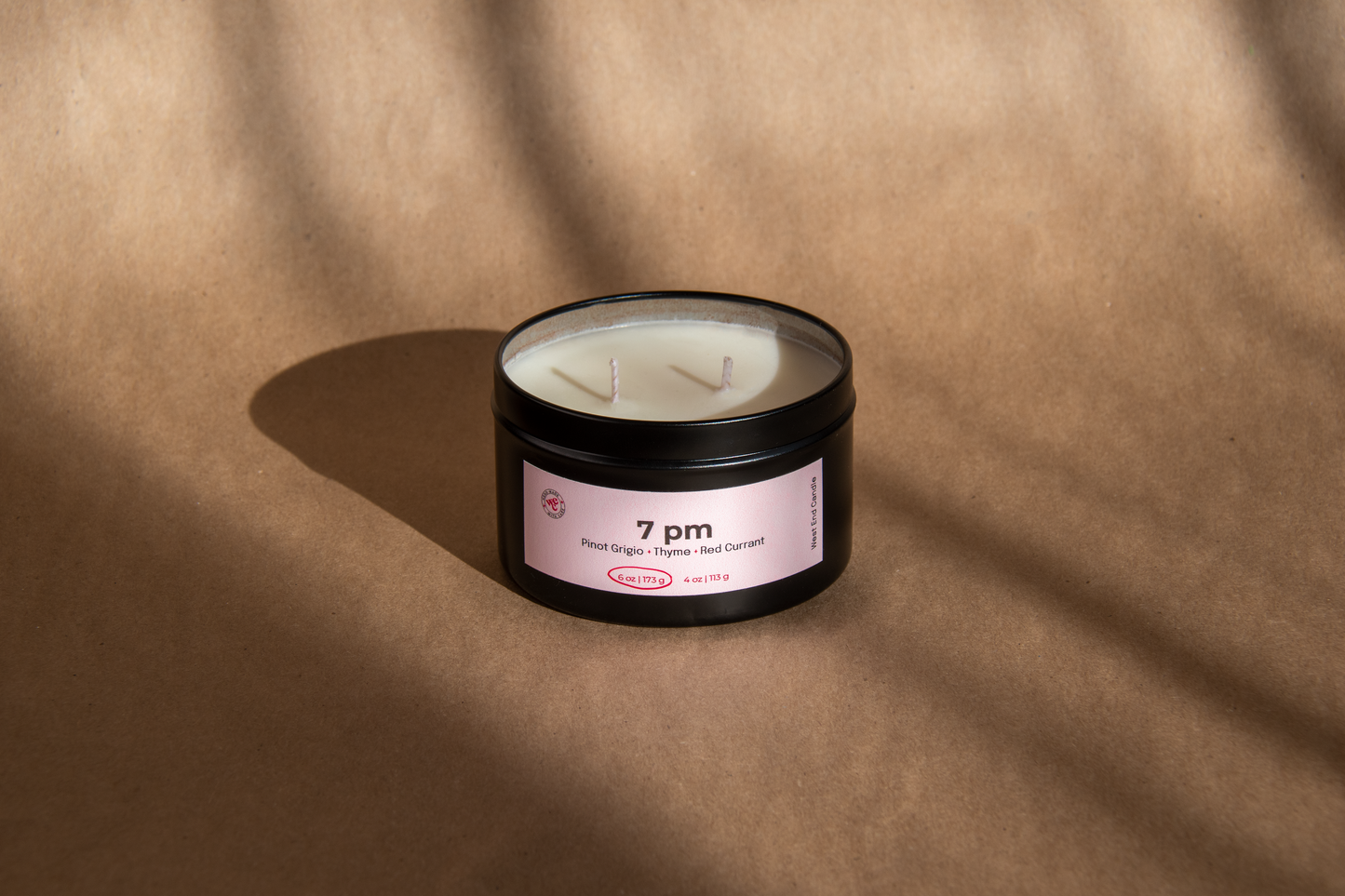 7 PM travel tin natural soy candle