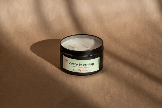 Zesty Morning travel tin scented soy candle